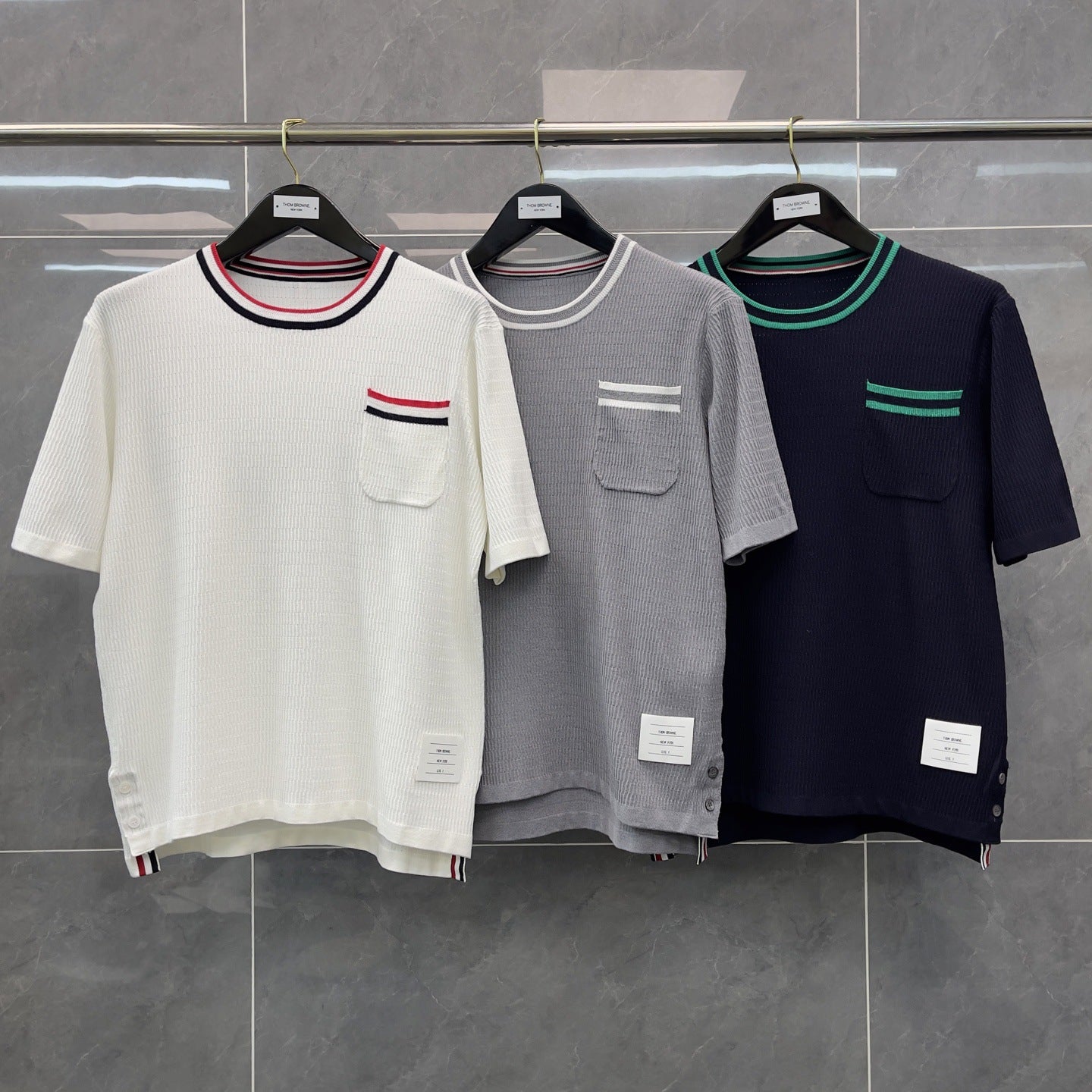 Front and back colorblock short-sleeved T-shirt(副本) THOM TREND