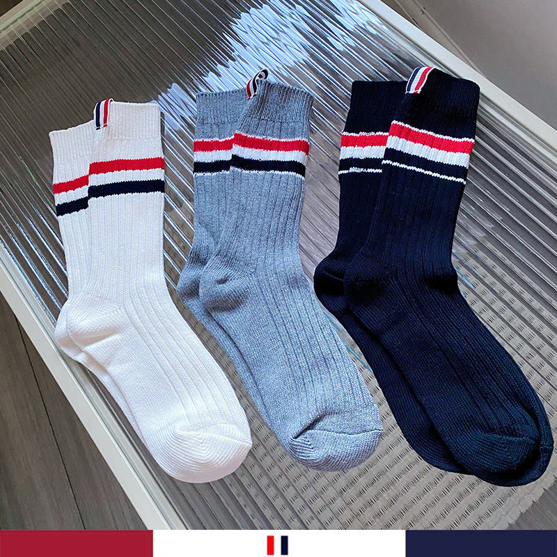 Mid-length four-bar striped socks(复制) THOM TREND