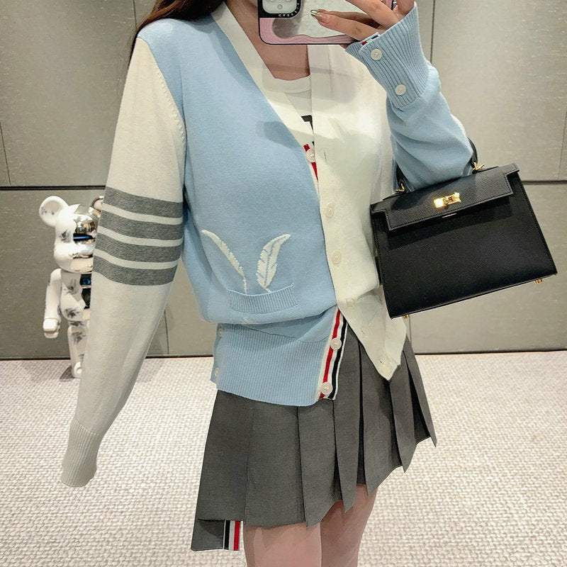 2025SS Pocket Feather Intarsia Cardigan THOM TREND