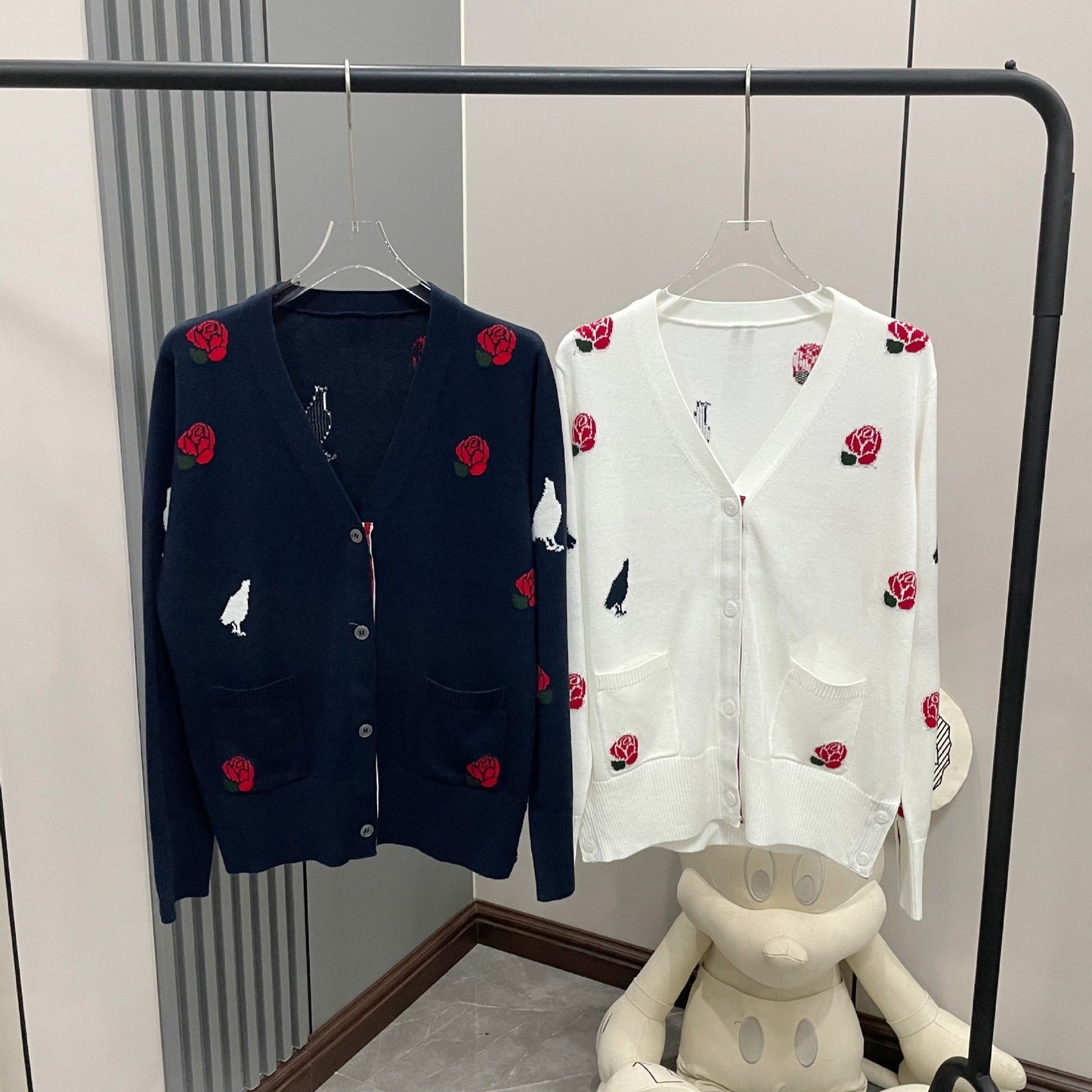 2025SS Rose and Bird Jacquard Cardigan THOM TREND