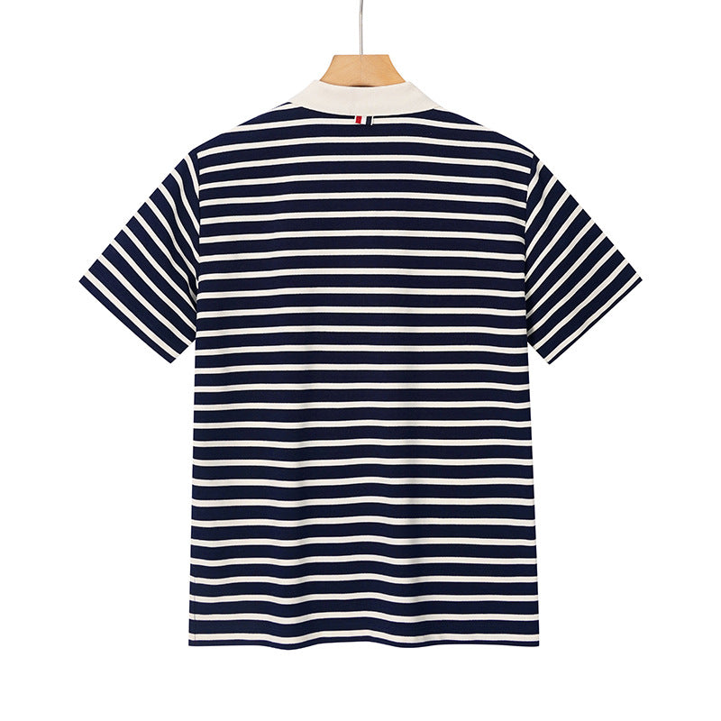 2025SS Striped Lapel T-shirt THOM TREND
