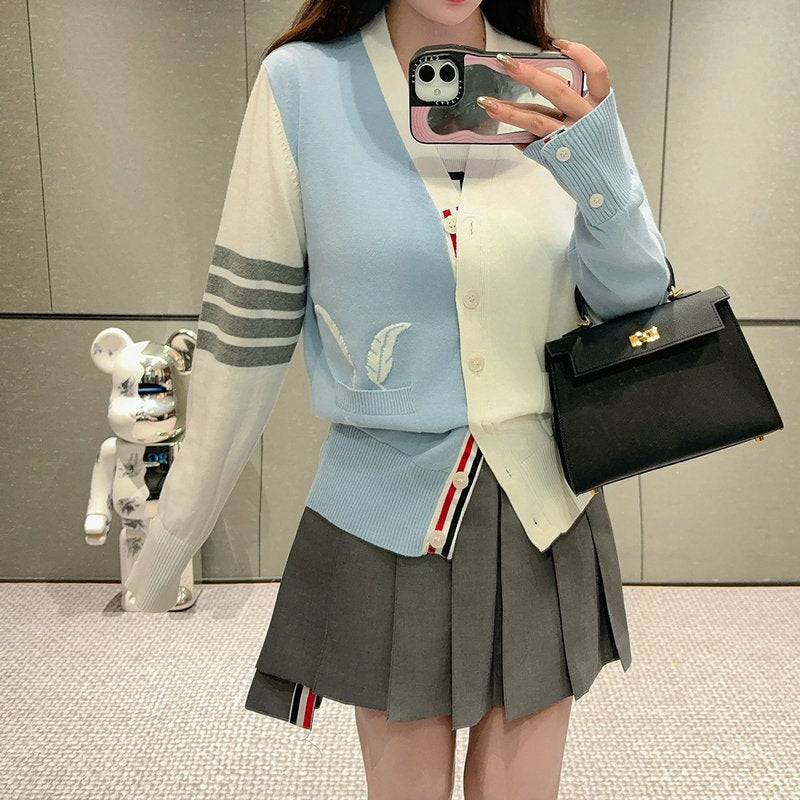 2025SS Pocket Feather Intarsia Cardigan THOM TREND