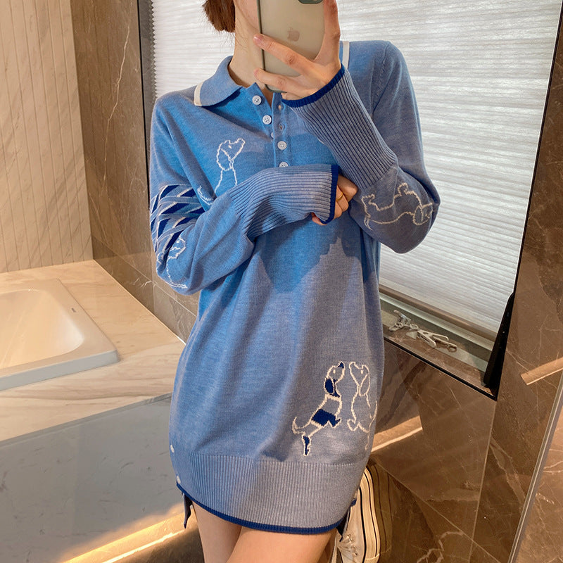 Drawstring Puppy Collar Long Sleeve Dress(复制) THOM TREND