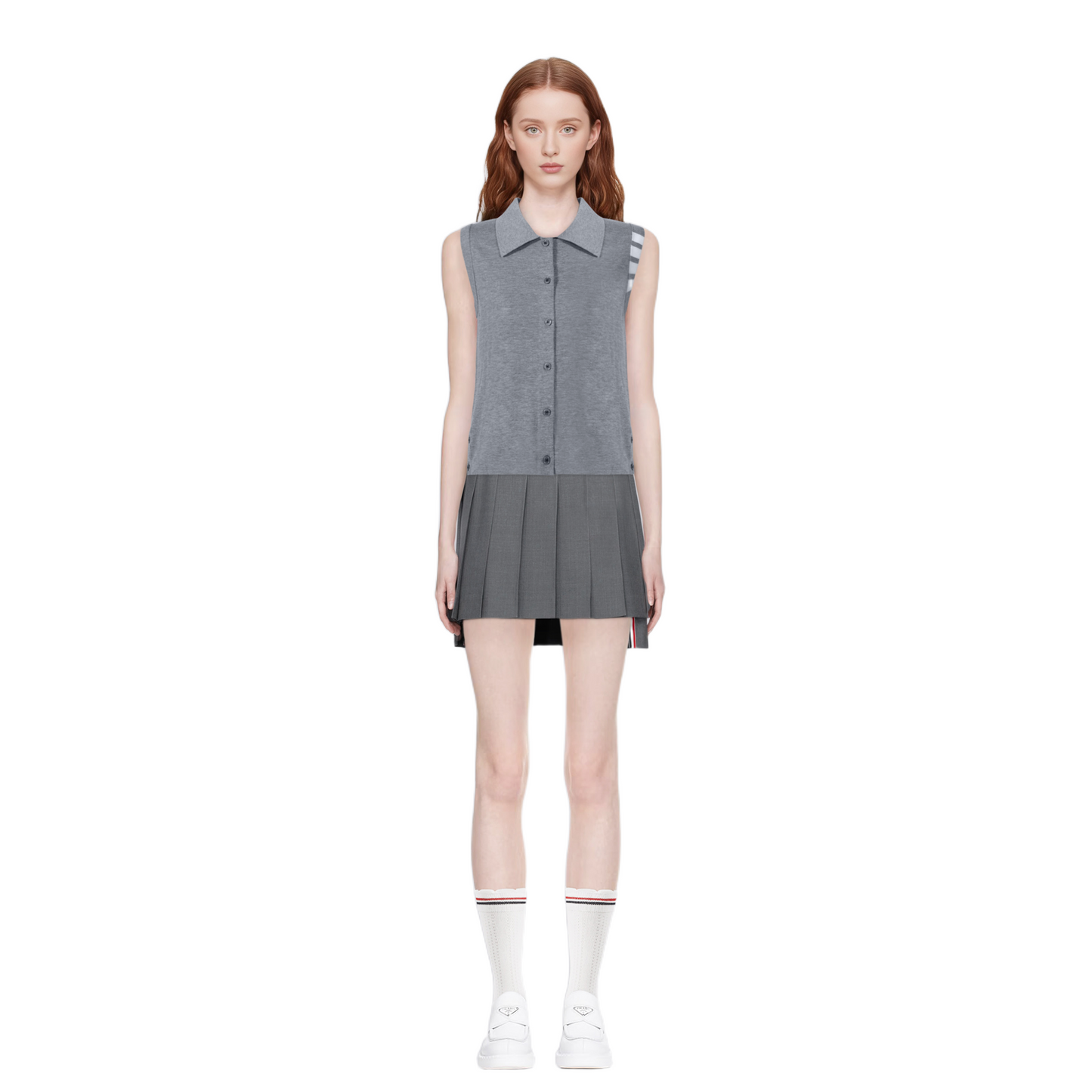 Women's tricolor knitted short sleeves(副本) THOM TREND