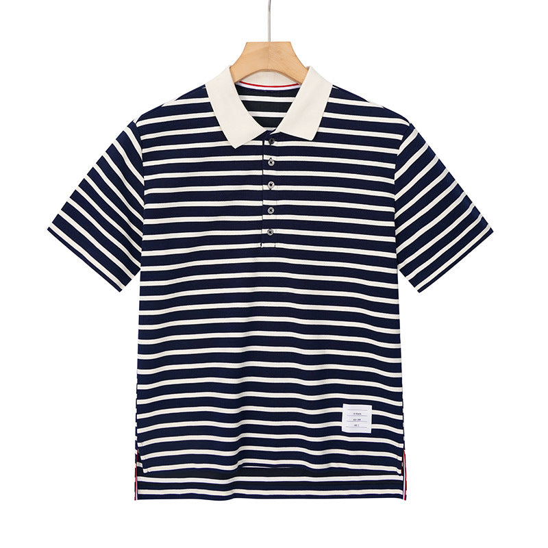 2025SS Striped Lapel T-shirt THOM TREND