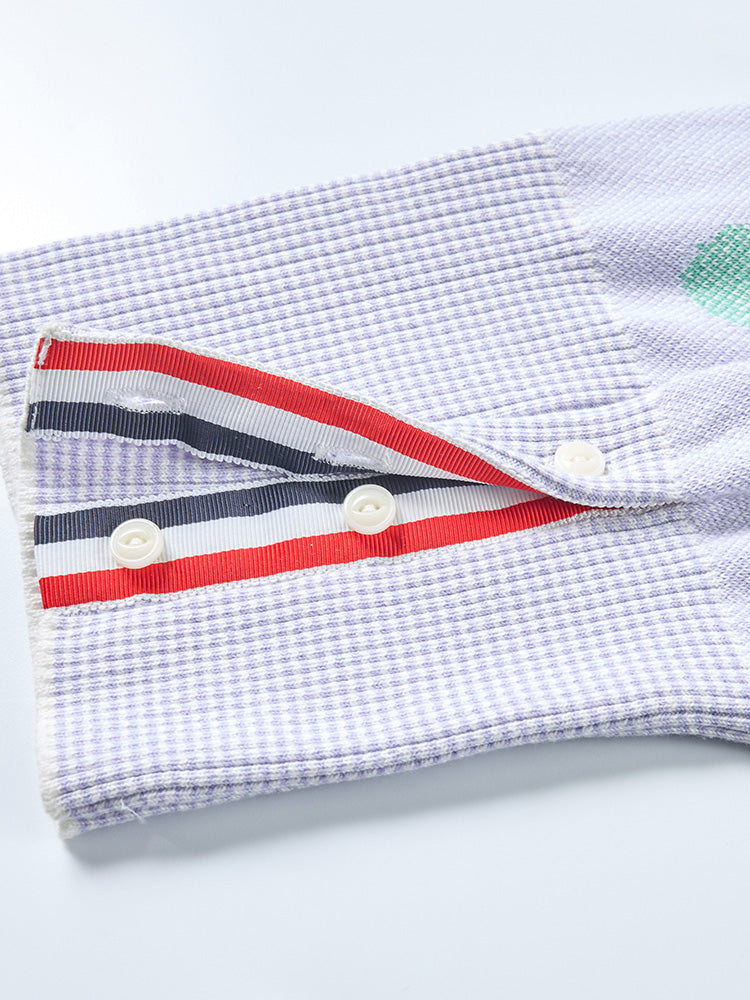 Four-Stripe Pink V-Neck Cardigan(副本) THOM TREND
