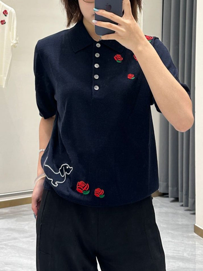 Women's polo neck long sleeve sweater(副本) THOM TREND