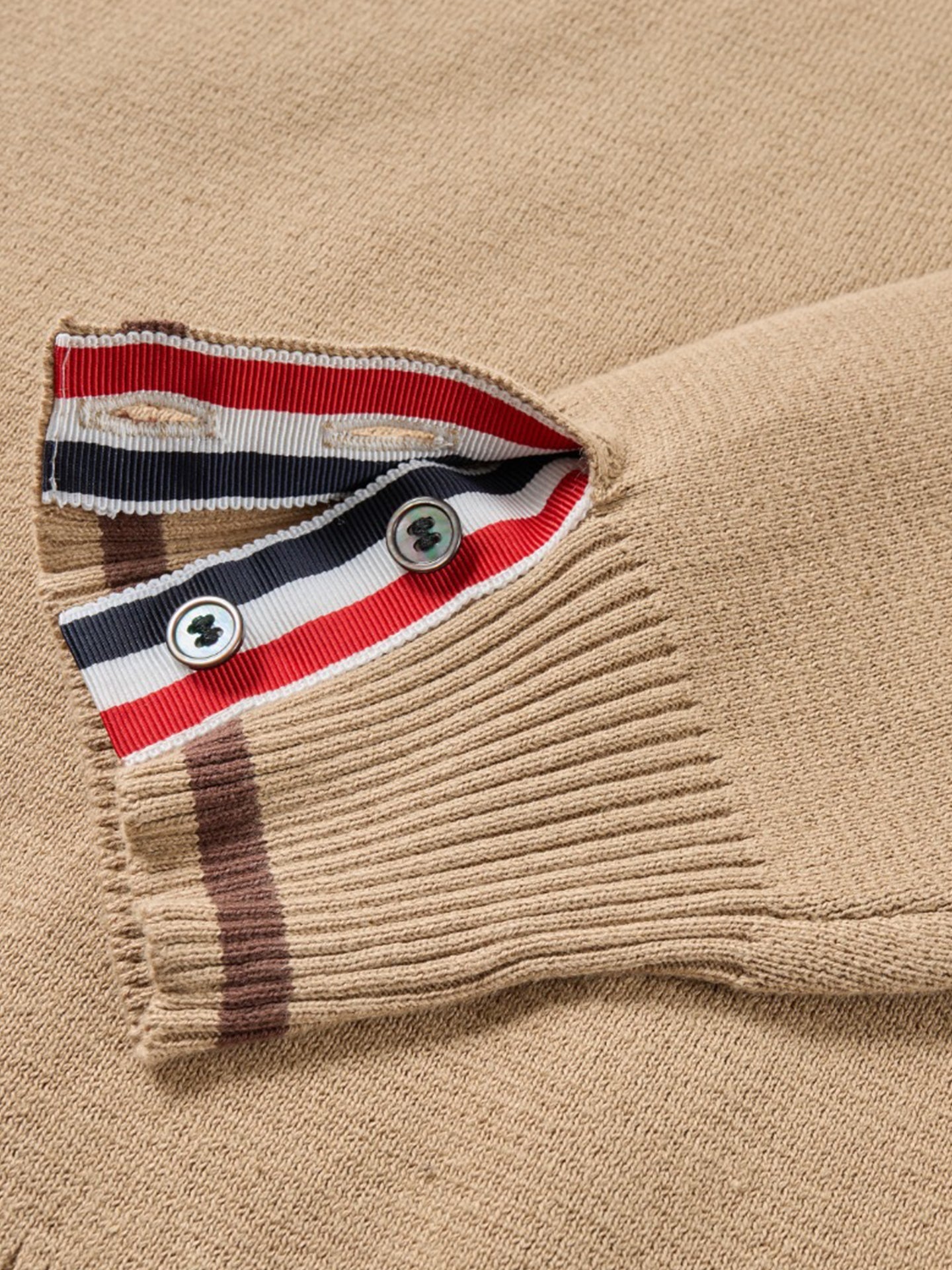 2025SSS Khaki color-block sweater THOM TREND