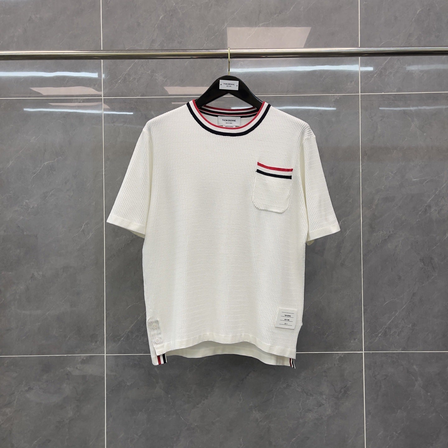 Front and back colorblock short-sleeved T-shirt(副本) THOM TREND
