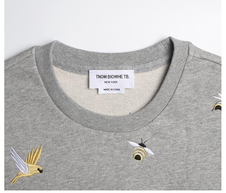 Bird and Bee Embroidered Zip-Up Hooded Cardigan(副本) THOM TREND