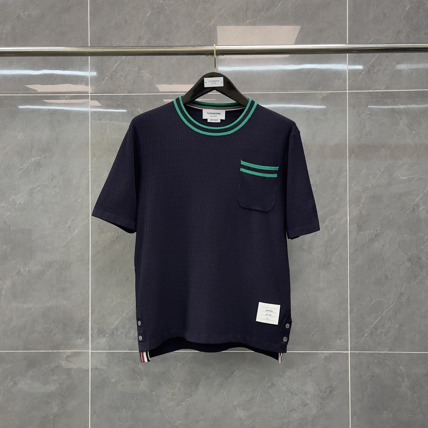 Front and back colorblock short-sleeved T-shirt(副本) THOM TREND