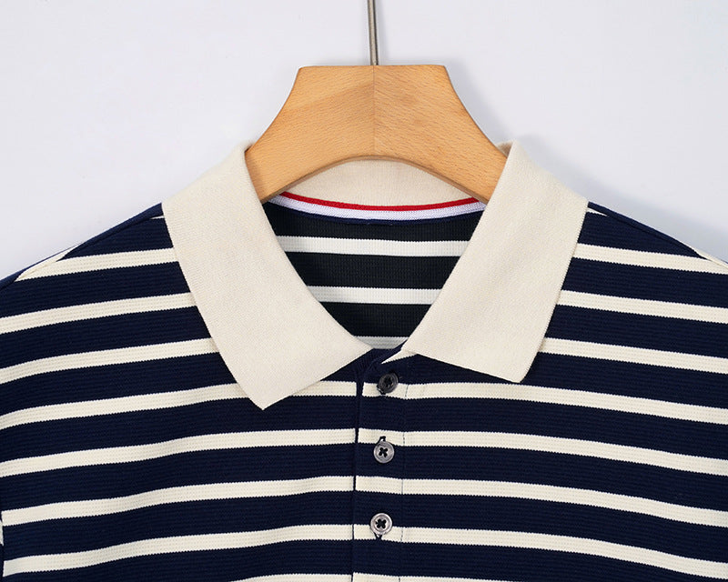 2025SS Striped Lapel T-shirt THOM TREND
