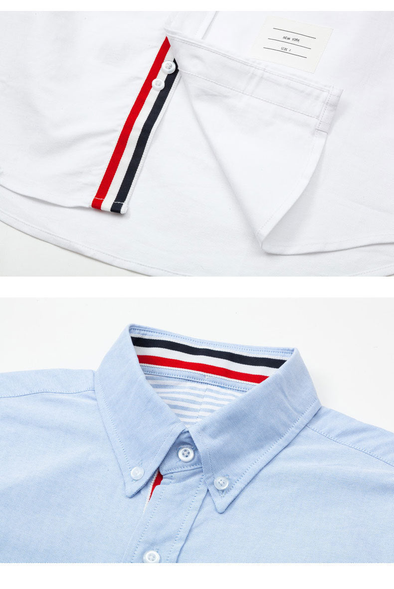 Men's four-bar collar mid-ribbon shirt(副本) THOM TREND