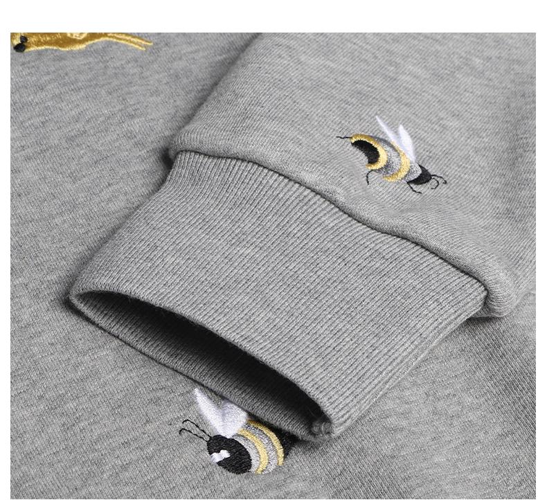 Bird and Bee Embroidered Zip-Up Hooded Cardigan(副本) THOM TREND