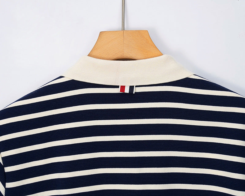 2025SS Striped Lapel T-shirt THOM TREND