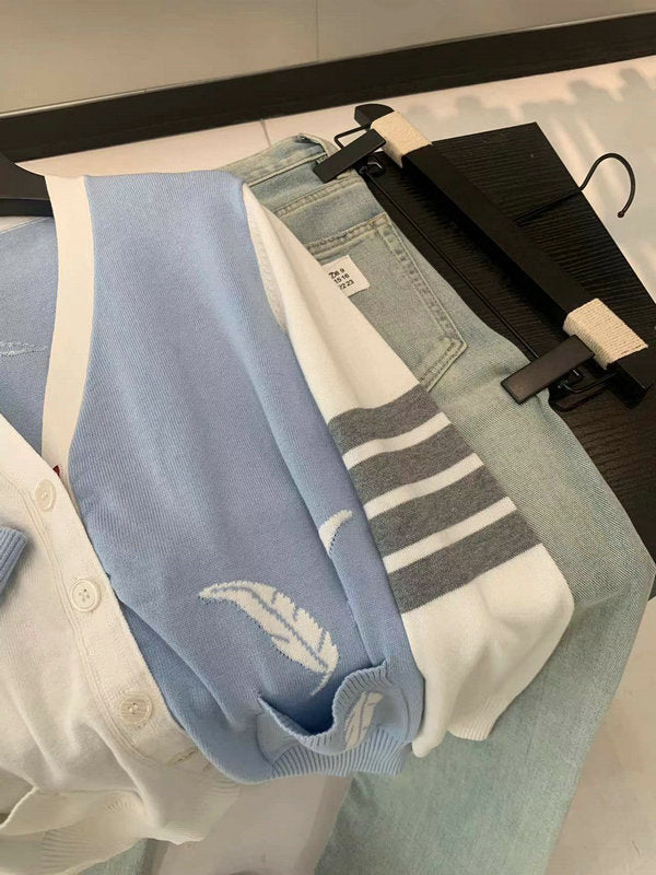 2025SS Pocket Feather Intarsia Cardigan THOM TREND