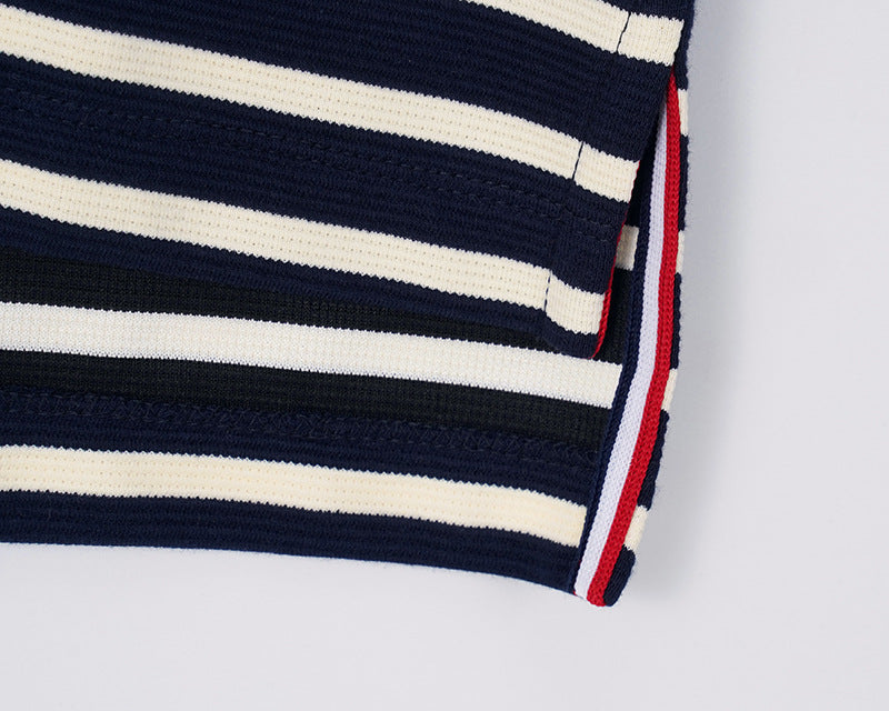 2025SS Striped Lapel T-shirt THOM TREND