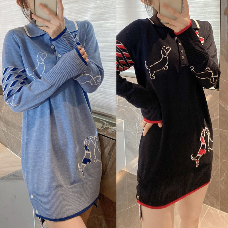 Drawstring Puppy Collar Long Sleeve Dress(复制) THOM TREND