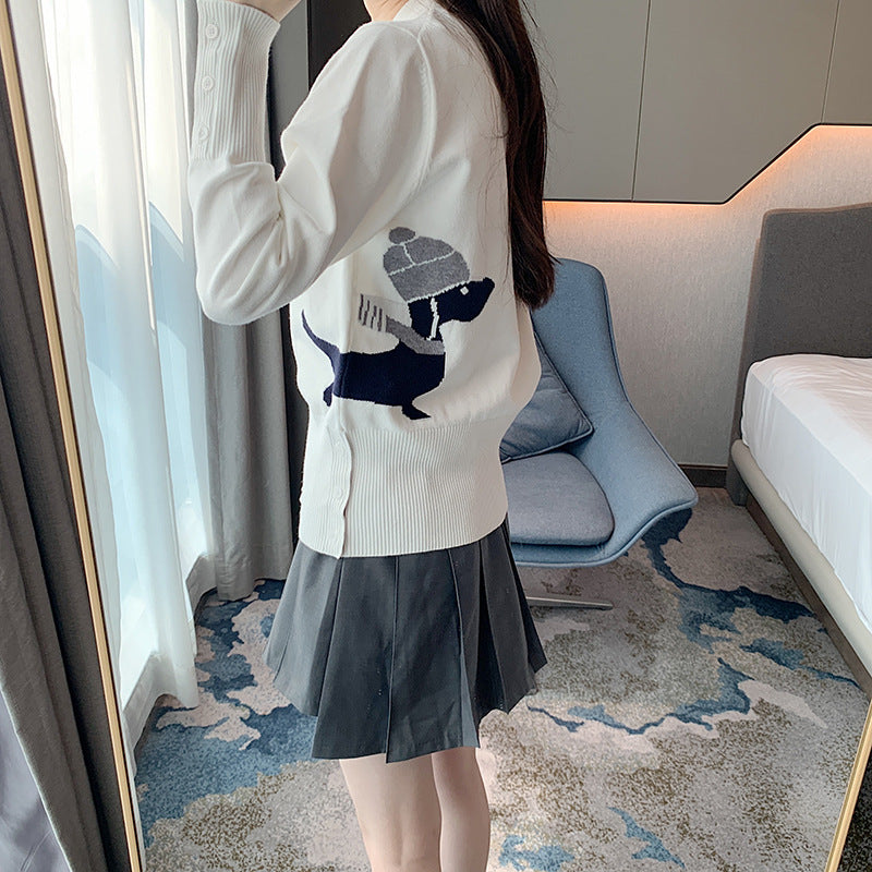 Dog V-neck sweater with back(副本) THOM TREND