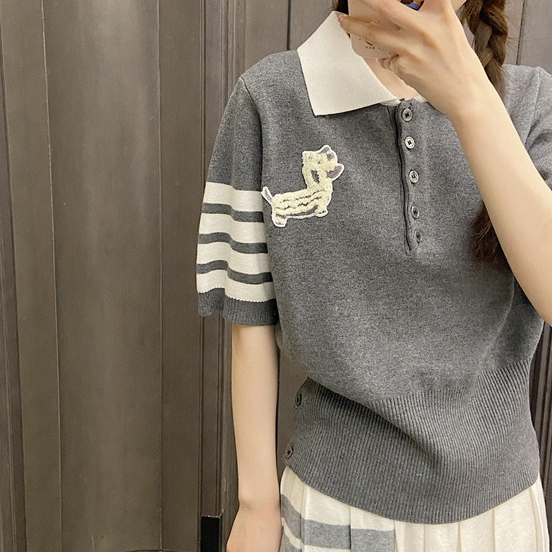 Animal patch polo shirt