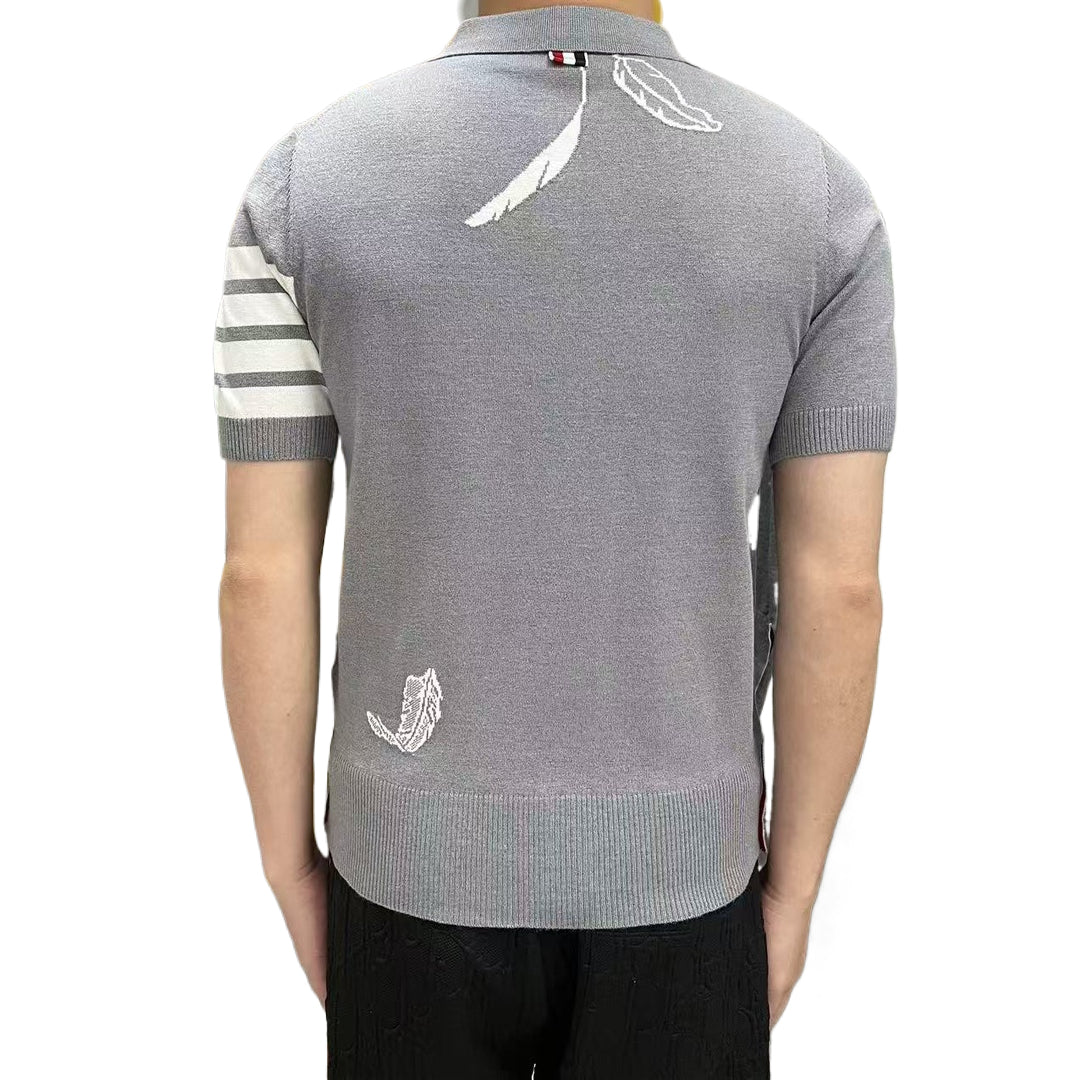2025 SS Men's Feather Leaf POLO Short Sleeve THOM TREND