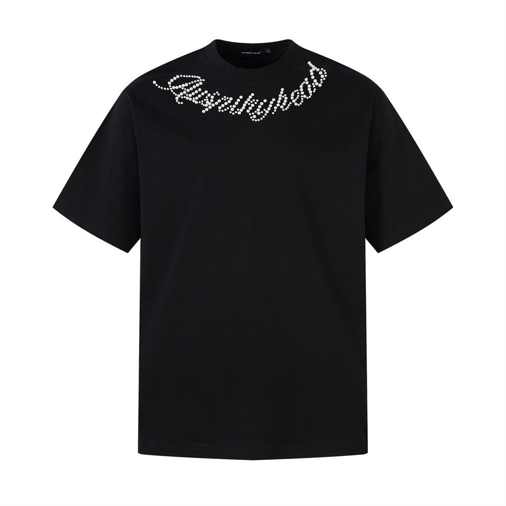 Pearl lettering embroidered T-shirt THOM TREND