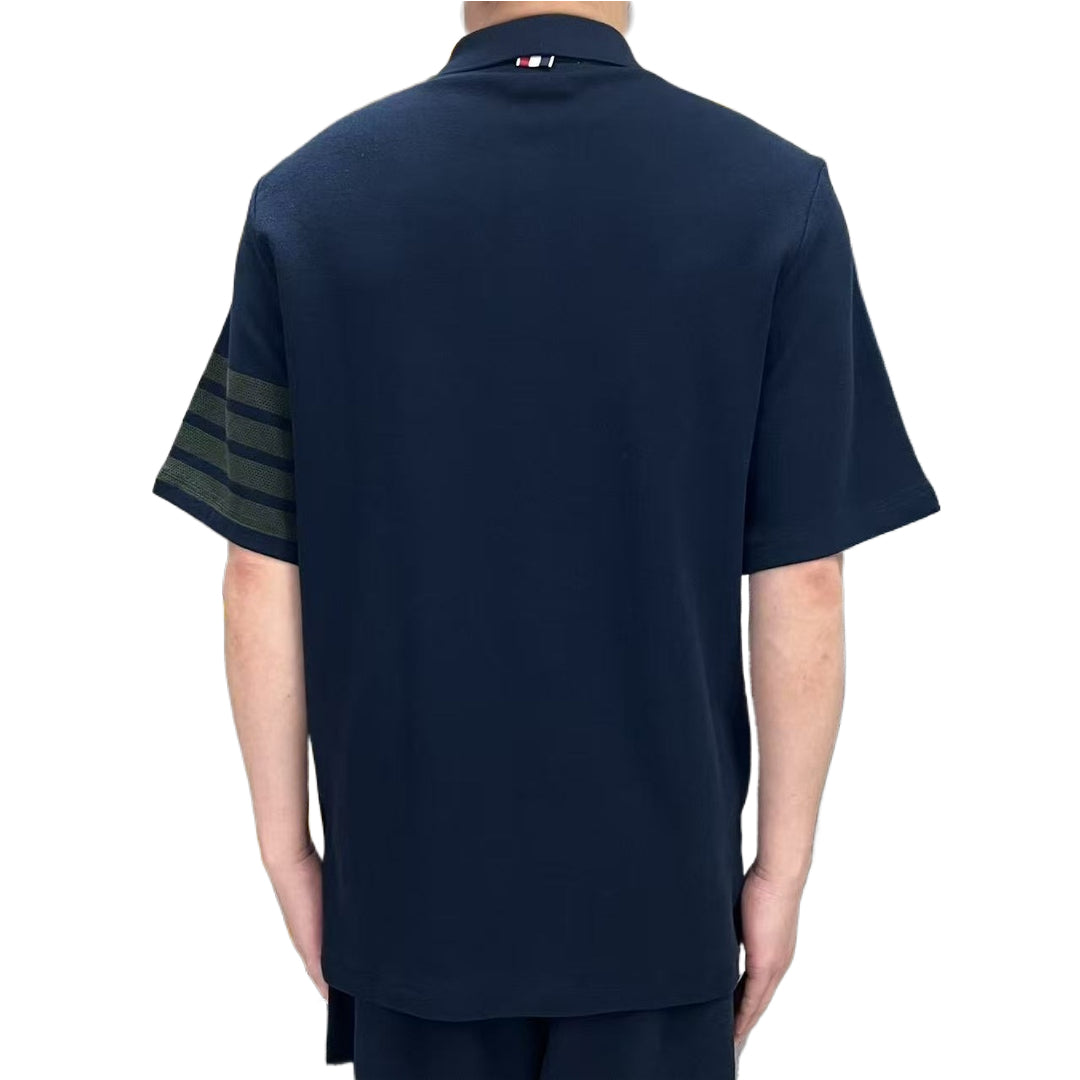 Men's Honeycomb Piqué Lapel T-Shirt THOM TREND