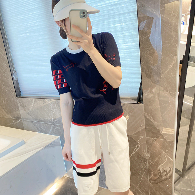 Women's back puppy polo short sleeve(副本) THOM TREND