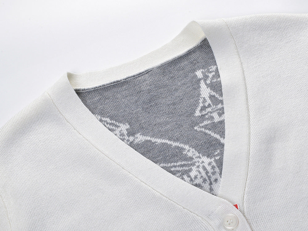 Four-Stripe Pink V-Neck Cardigan(副本) THOM TREND