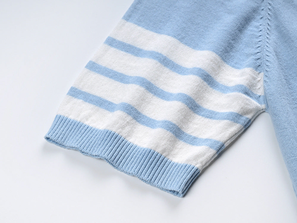 Polo lapel knitted short sleeve dress