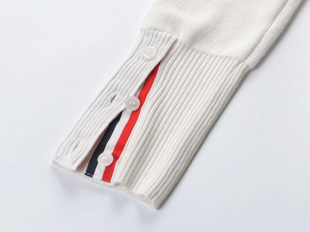 Four-Stripe Pink V-Neck Cardigan(副本) THOM TREND