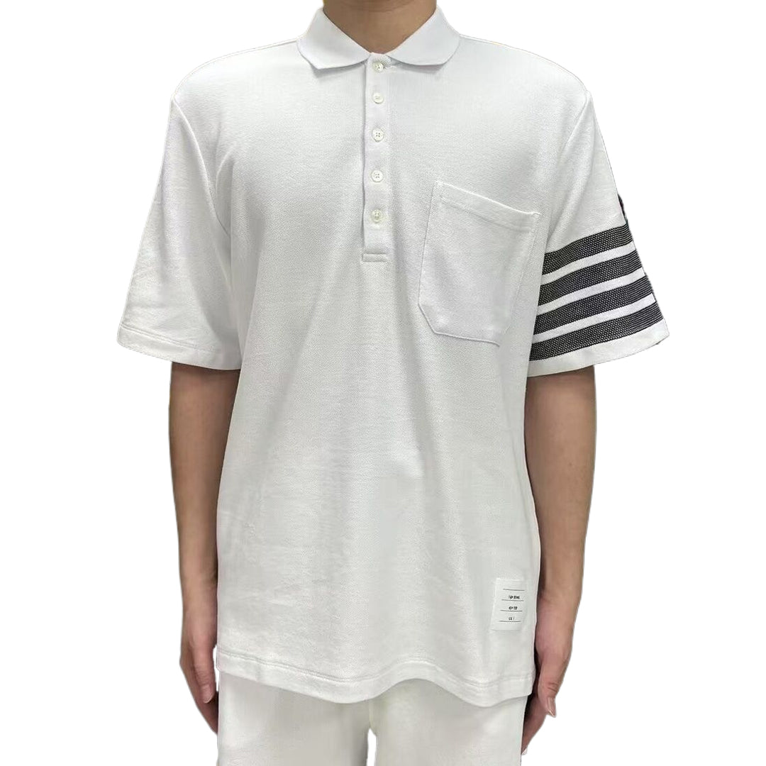Men's Honeycomb Piqué Lapel T-Shirt THOM TREND