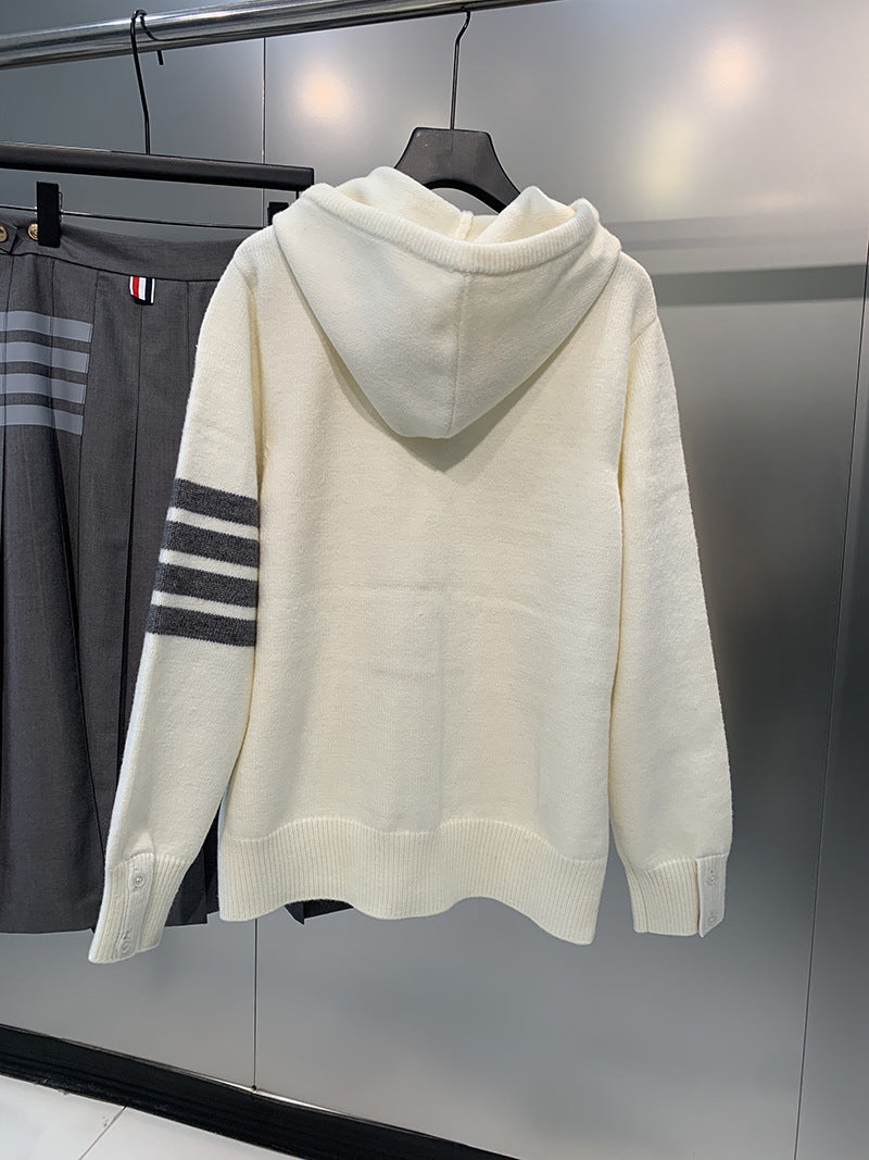 Hooded zip-up cardigan