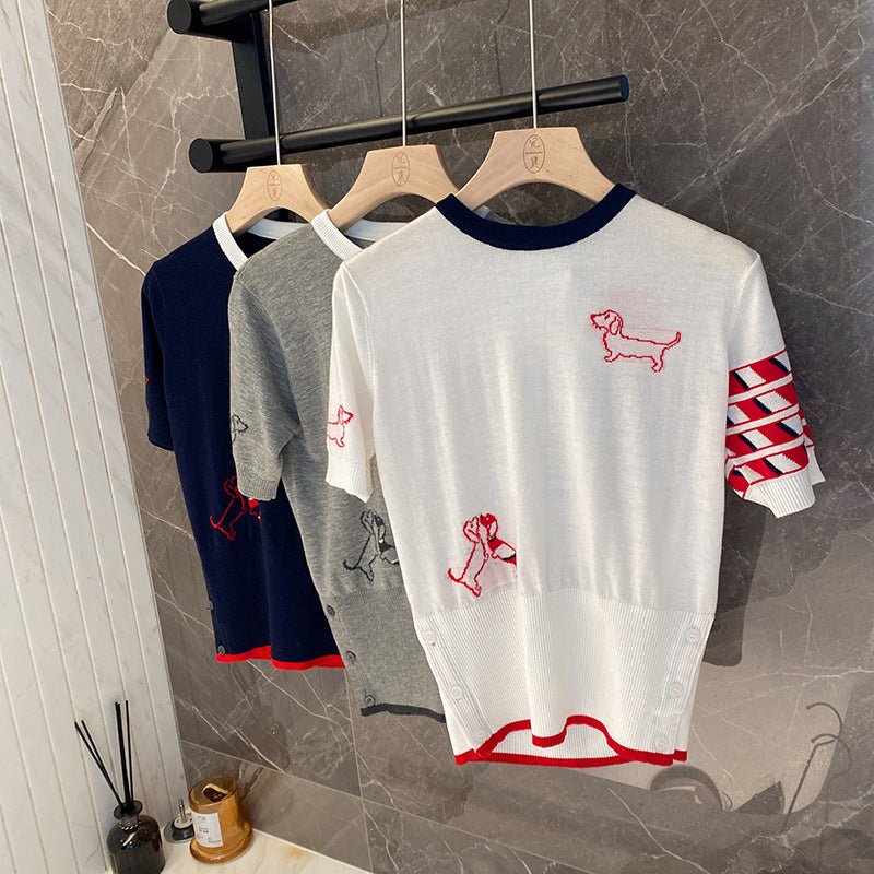 Women's back puppy polo short sleeve(副本) THOM TREND