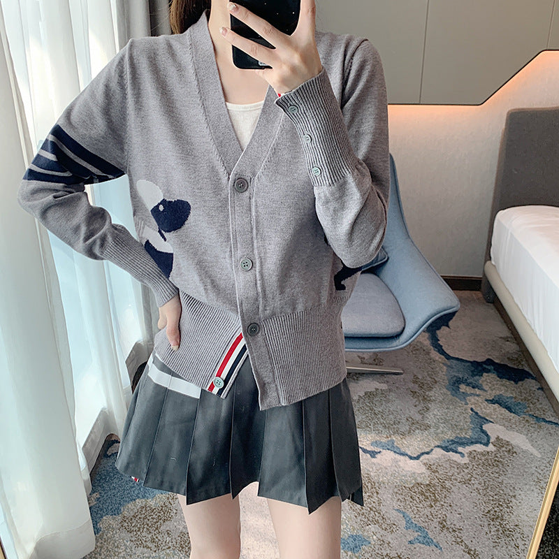 Dog V-neck sweater with back(副本) THOM TREND