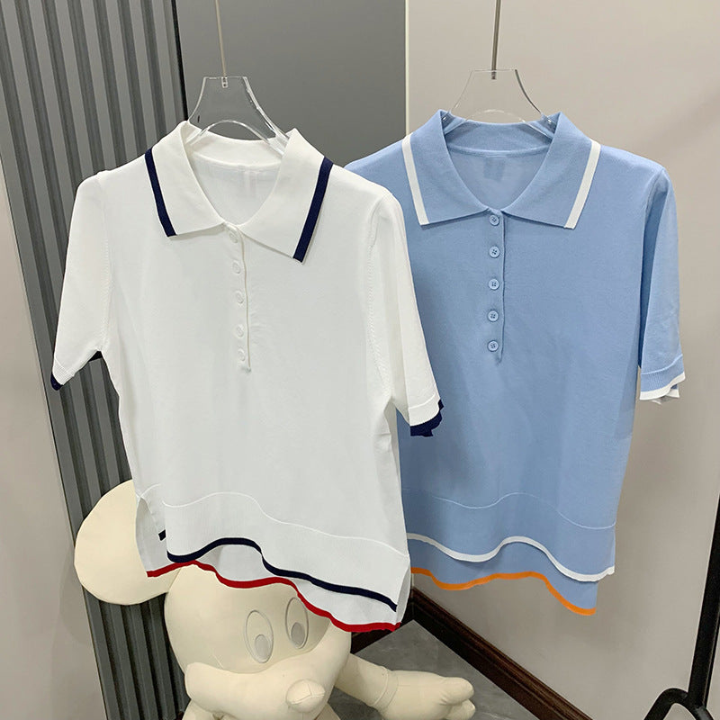 Polo collar short sleeve T-shirt