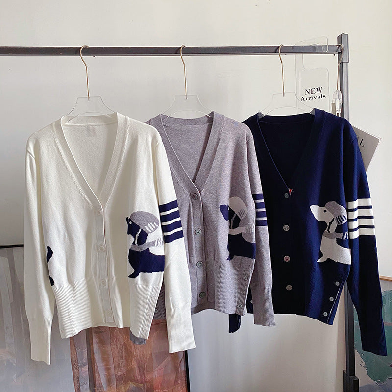 Dog V-neck sweater with back(副本) THOM TREND