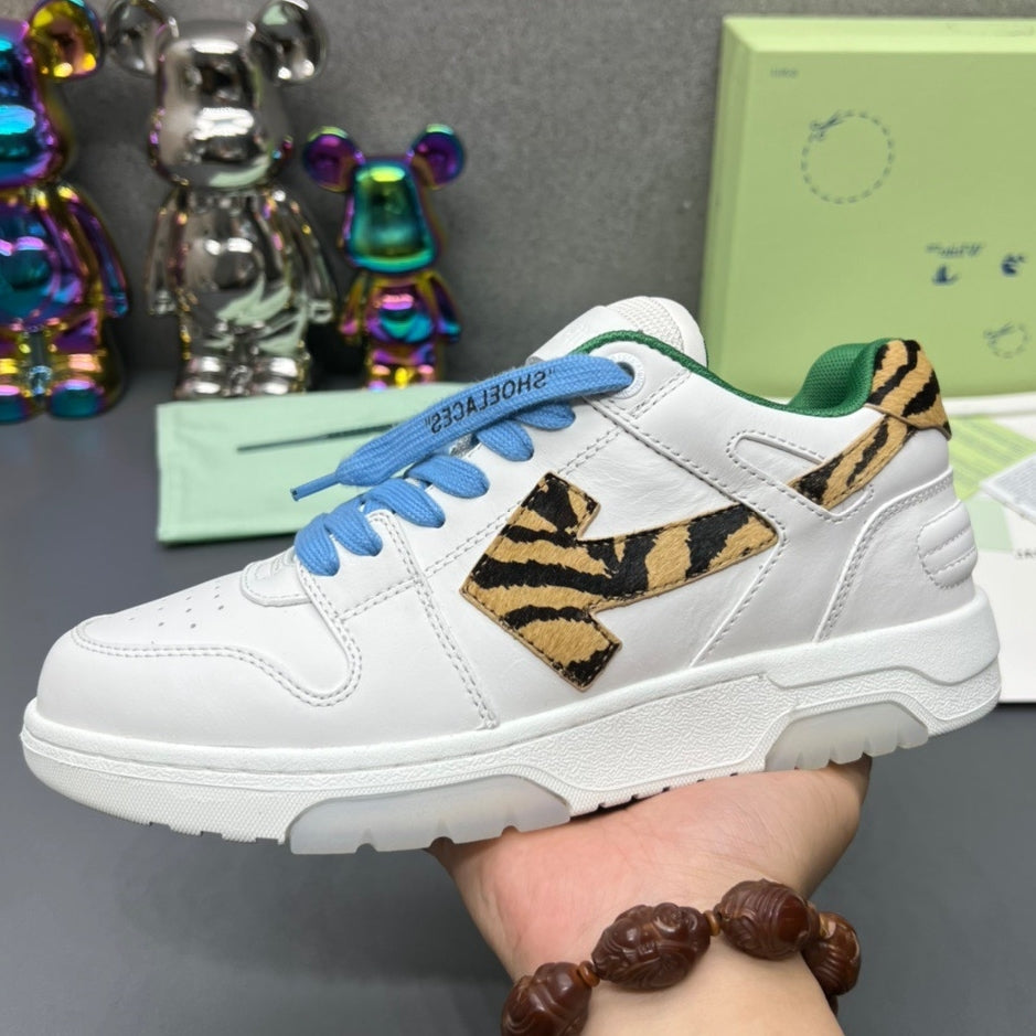 OFF-Whlte Arrow Logo Leather Sneakers #42 4-Bar