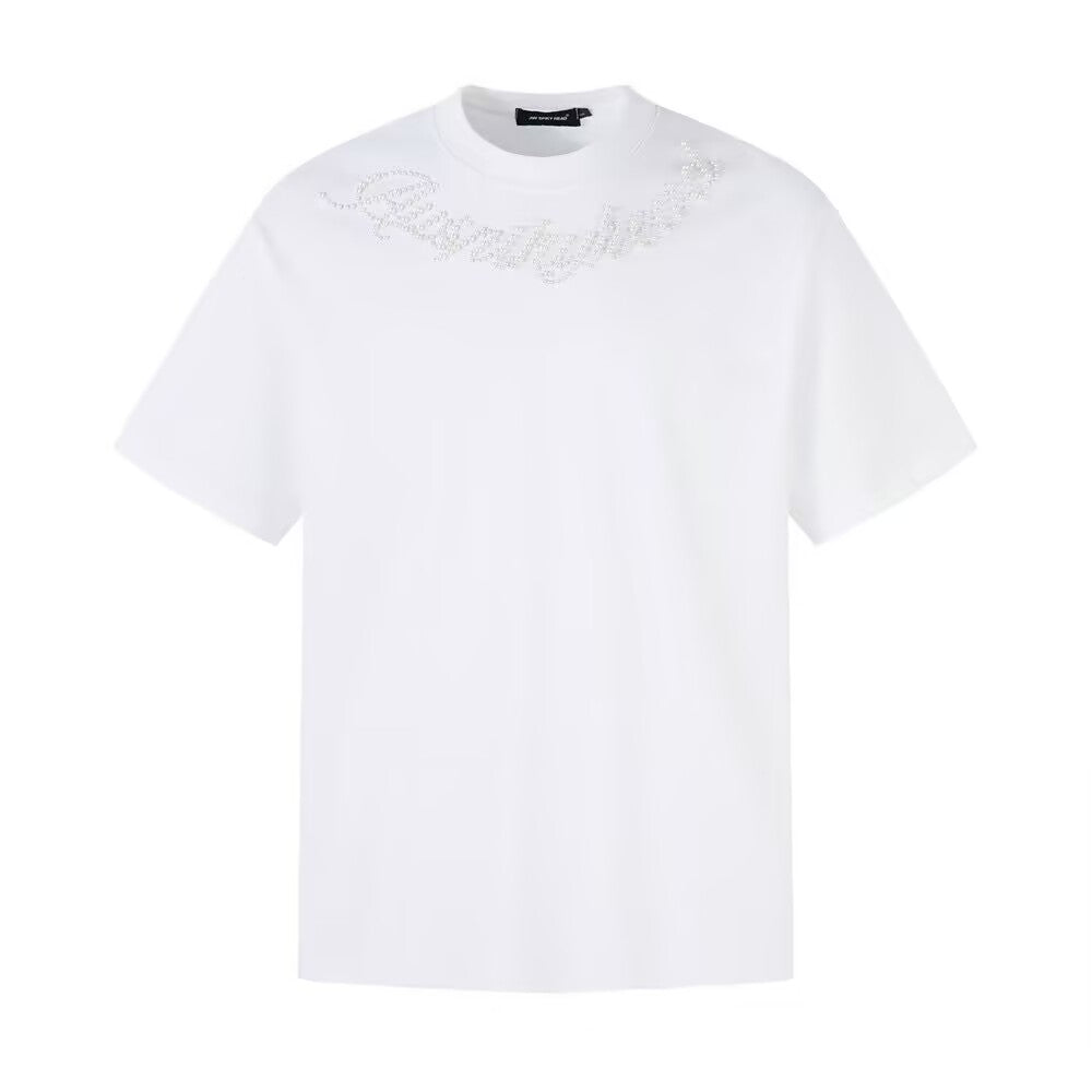Pearl lettering embroidered T-shirt THOM TREND