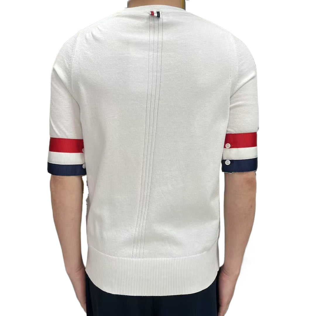 Red, white and blue cuffs T-shirt THOM TREND