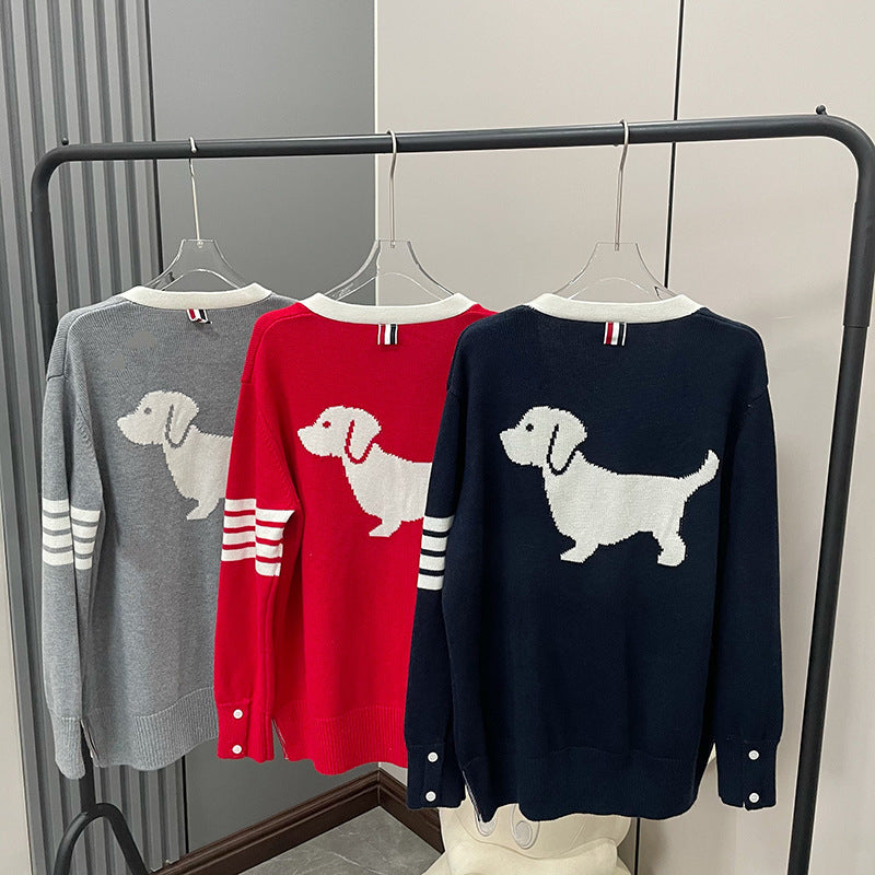 Puppy Embroidered Short Sleeve Sweater(副本) THOM TREND