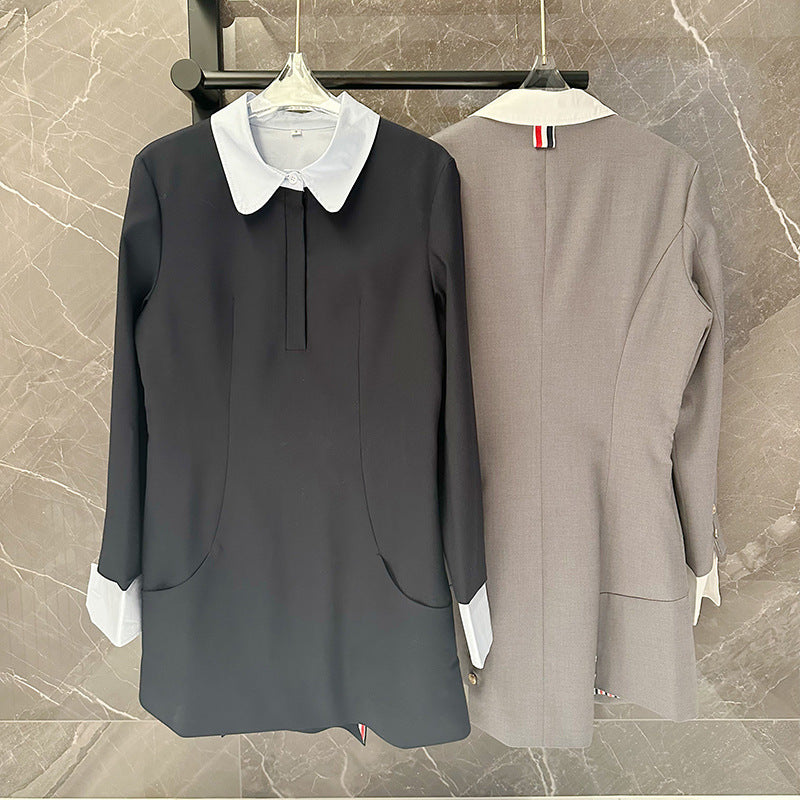 Hooded contrast cardigan and skirt set(复制) THOM TREND
