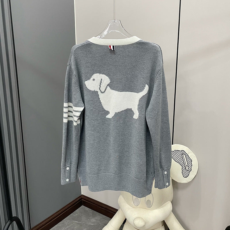 Puppy Embroidered Short Sleeve Sweater(副本) THOM TREND