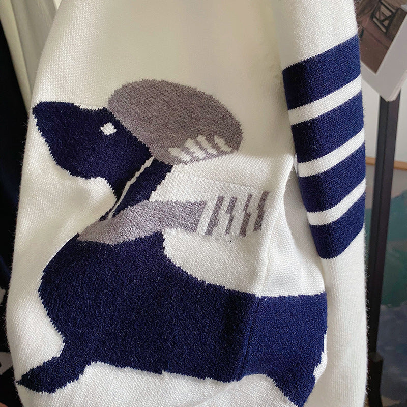Dog V-neck sweater with back(副本) THOM TREND