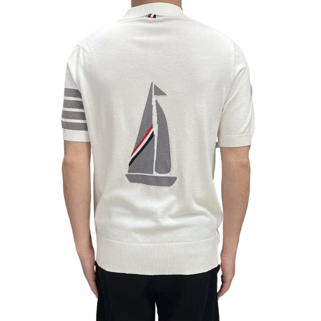 2025 SS Men's sailboat embroidered POLO short sleeve THOM TREND