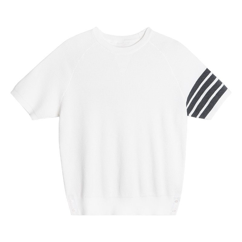 Ladies V-neck ribbed knit short sleeves(副本) THOM TREND