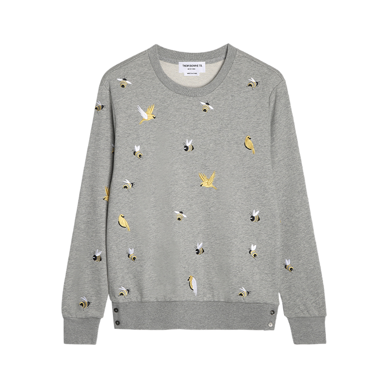 Bird and Bee Embroidered Zip-Up Hooded Cardigan(副本) THOM TREND