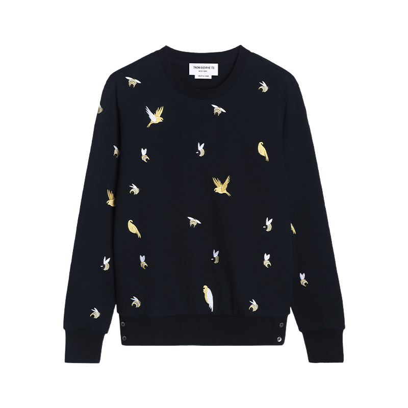 Bird and Bee Embroidered Zip-Up Hooded Cardigan(副本) THOM TREND