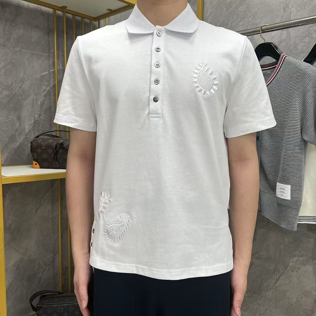 2025SS Men's floral embroidered T-shirt THOM TREND
