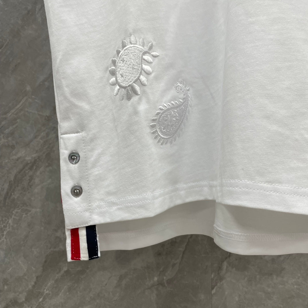 2025SS Men's floral embroidered T-shirt THOM TREND